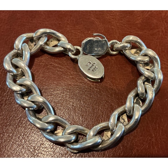 Chunky Sterling Silver 925 TARA Link Chain Bracelet Statement Jewelry - Picture 1 of 6
